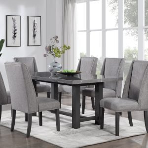 TABLE & 4 CHAIRS - Modern grey dining set
