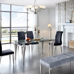 TABLE & 6 SIDE CHAIRS - Elegant modern dining