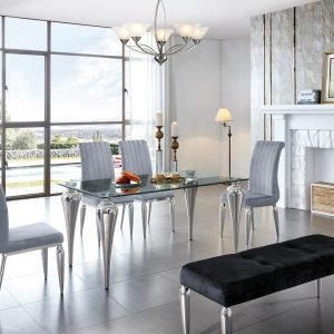 TABLE & 6 SIDE CHAIRS - Elegant modern dining