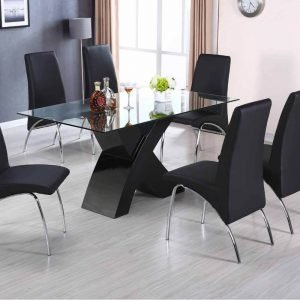 TABLE & 4 CHAIRS - Modern black dining set