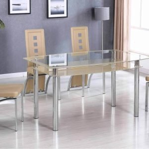 TABLE & 4 CHAIRS - Modern beige dining set