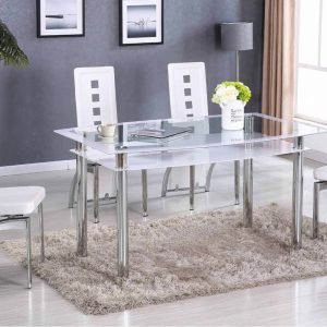 TABLE & 4 CHAIRS - Modern white dining set