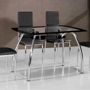 TABLE & 4 CHAIRS - Contemporary black dining set